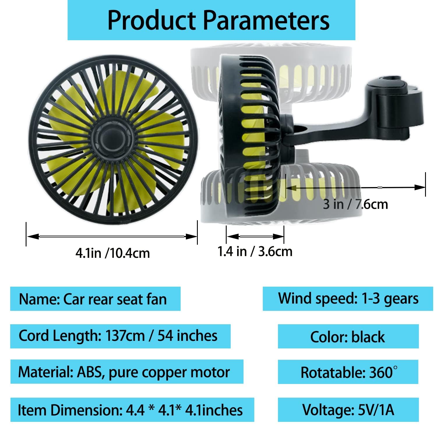 HASTHIP® 2 Pcs USB Fan with 3 Speed, Switch Controller, USB fan for Baby, Back Seat Passengers for Car Back Seat, Rotatable USB Fan with USB Cable, Headrest Mounted 5V Mini Fan HASTHIP® 2 Pcs USB Fan with 3 Speed, Switch Controller, USB fan for Baby, Back Seat Passengers for Car Back Seat, Rotatable USB Fan with USB Cable, Headrest Mounted 5V Mini Fan